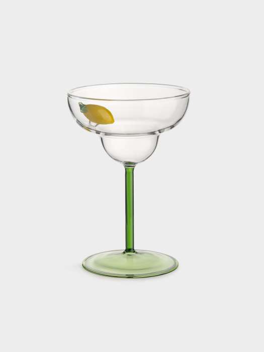 Бокал-креманка для шампанского, 260 мл, стекло Б, зеленая ножка, Лимон, Lemon ANNA LAFARG ANLAF-QL25-1