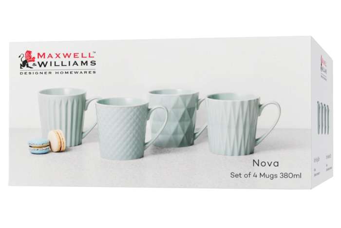 Набор из 4-х кружек Nova, голубой, 0,38 л Maxwell & Williams MW475-DI0430