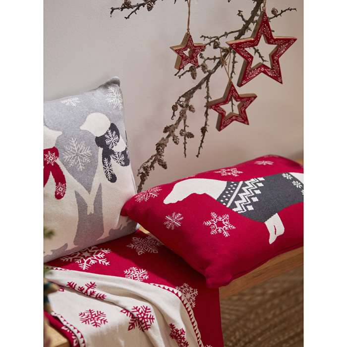 Подушка вязаная с новогодним рисунком fancy doggy из коллекции new year essential, 40х60 см Tkano TK23-CU0022
