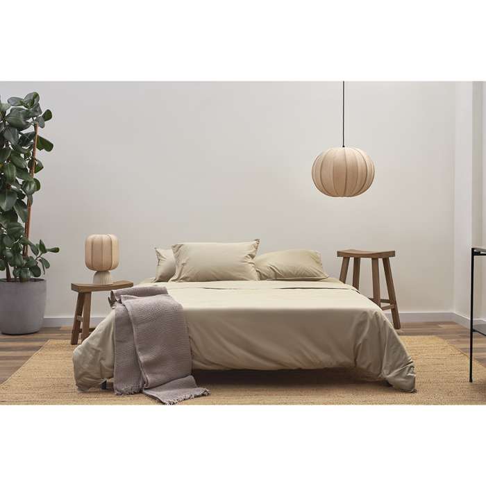 Комплект постельного белья из стираного перкаля бежево-серого цвета из коллекции essential, 200х220 см Tkano TK24-DC0024
