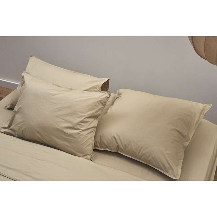 Комплект постельного белья из стираного перкаля бежево-серого цвета из коллекции essential, 200х220 см Tkano TK24-DC0024