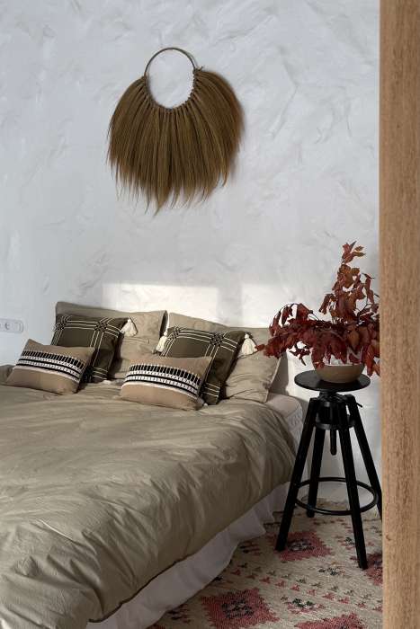 Комплект постельного белья из стираного перкаля бежево-серого цвета из коллекции essential, 200х220 см Tkano TK24-DC0024