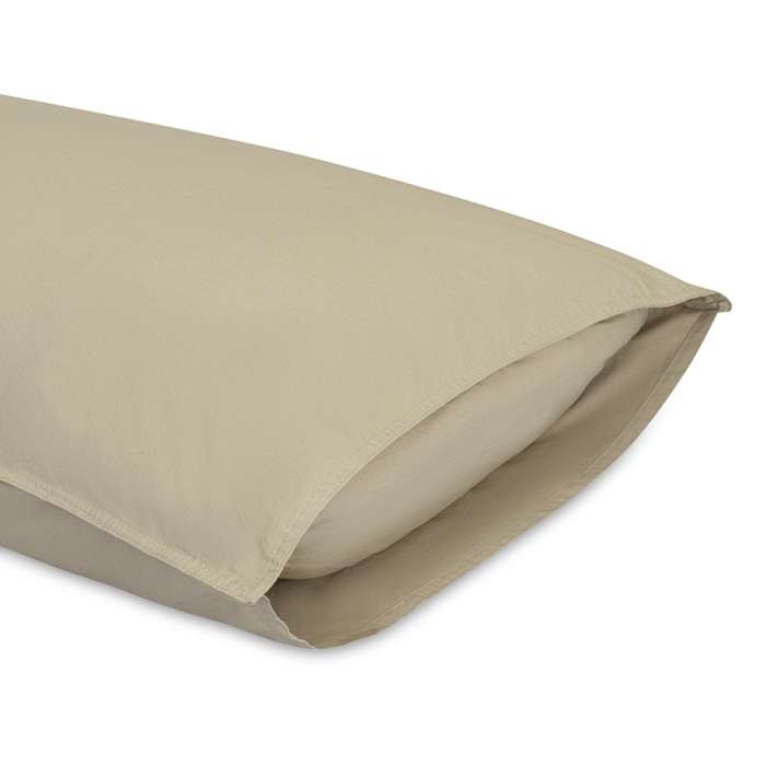 Комплект постельного белья из стираного перкаля бежево-серого цвета из коллекции essential, 200х220 см Tkano TK24-DC0024