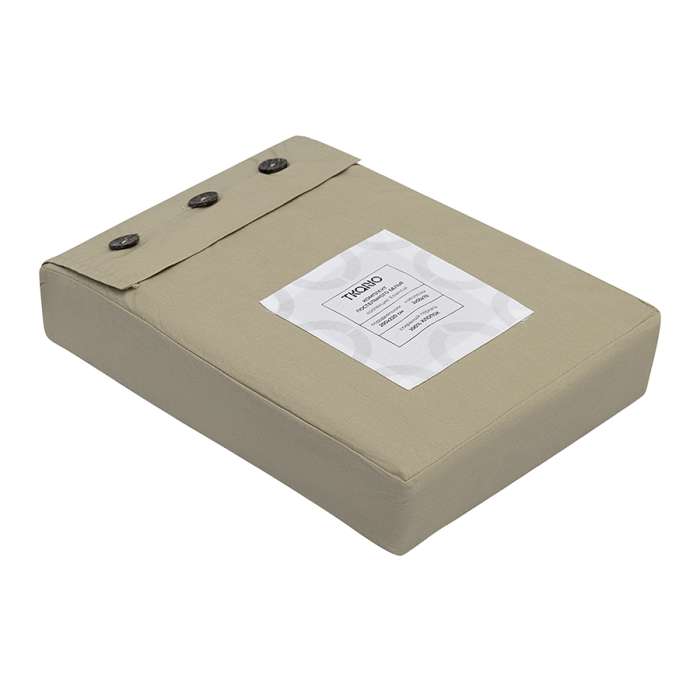 Комплект постельного белья из стираного перкаля бежево-серого цвета из коллекции essential, 200х220 см Tkano TK24-DC0024