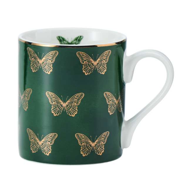 Кружка фарфоровая Butterflies Mikasa GREEN 280 мл Kitchen Craft MKCANBFLIES
