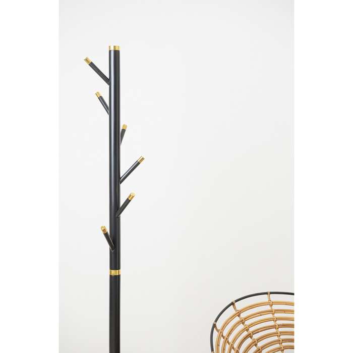Вешалка напольная Bakken, 180 см, золотистый хром/черная BERG ZY-FH-BK-WDMT-GCHBL