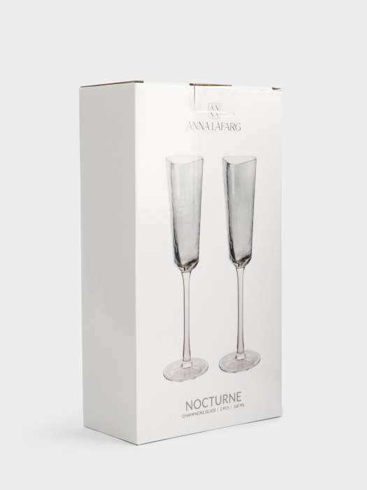 Бокал для шампанского, 160 мл, 2 шт, стекло, серый, Nocturne ANNA LAFARG ANLAF-SJ-S2-3
