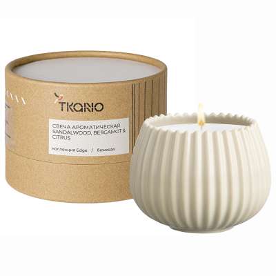 Свеча ароматическая sandalwood, bergamot &amp; citrus из коллекции edge, бежевый, 30 ч Tkano TK23-ARO0016
