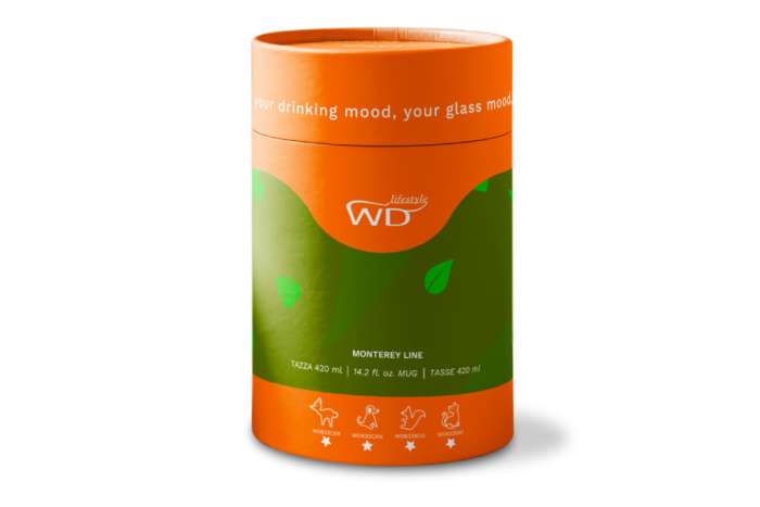 Кружка, 420 мл, стекло Б, с серой ручкой, Кошка, Monterey WD LIFESTYLE  WD-633GAT