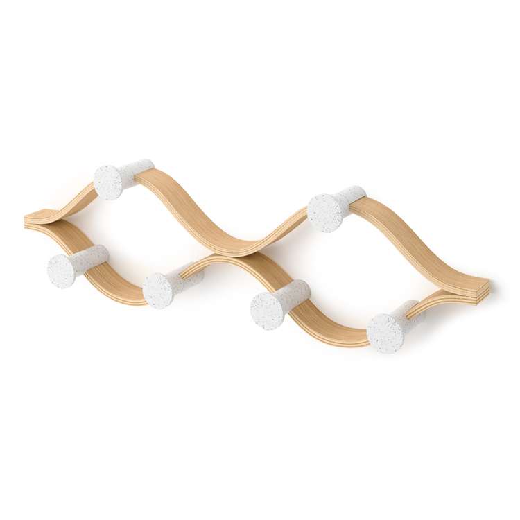 Вешалка настенная montage, 6 крючков, натуральное дерево/белая UMBRA 1021053-668