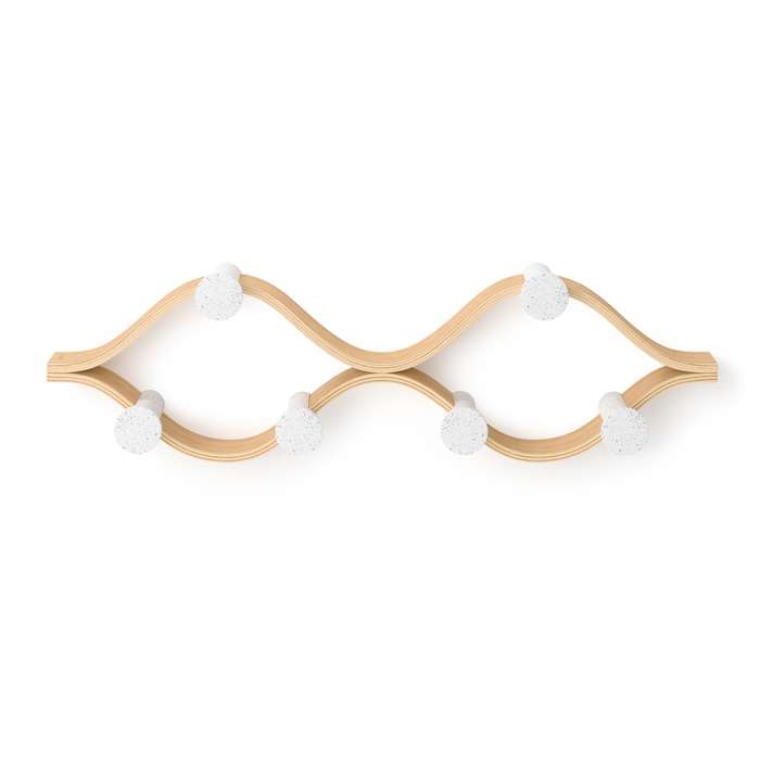 Вешалка настенная montage, 6 крючков, натуральное дерево/белая UMBRA 1021053-668