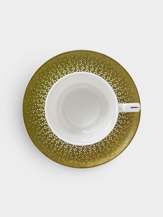 Сервиз чайный, 12 перс, 40 пр, фарфор F, бело-зеленый, с золотистым кантом, матовый, Virtus ANNA LAFARG EMILY AL-24-032/40-E5