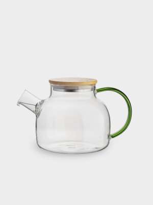 Чайник заварочный, 1 л, стекло Б/дерево, зеленая ручка, Branch ANNA LAFARG ANLAF-QL25-11