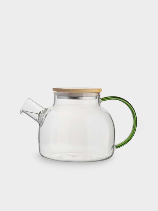 Чайник заварочный, 1 л, стекло Б/дерево, зеленая ручка, Branch ANNA LAFARG ANLAF-QL25-11