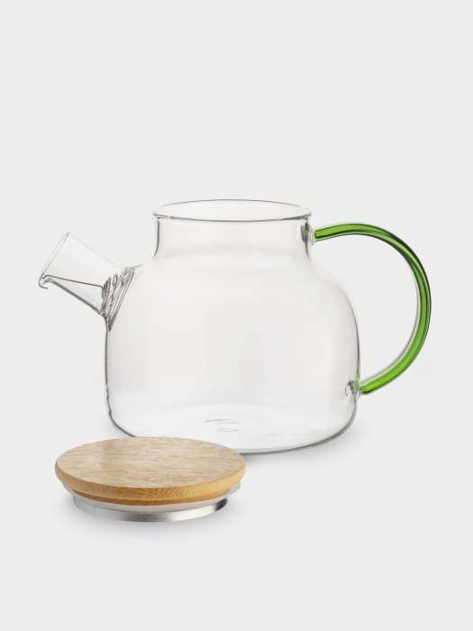 Чайник заварочный, 1 л, стекло Б/дерево, зеленая ручка, Branch ANNA LAFARG ANLAF-QL25-11