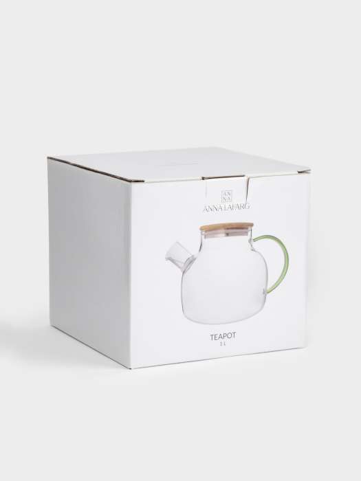 Чайник заварочный, 1 л, стекло Б/дерево, зеленая ручка, Branch ANNA LAFARG ANLAF-QL25-11