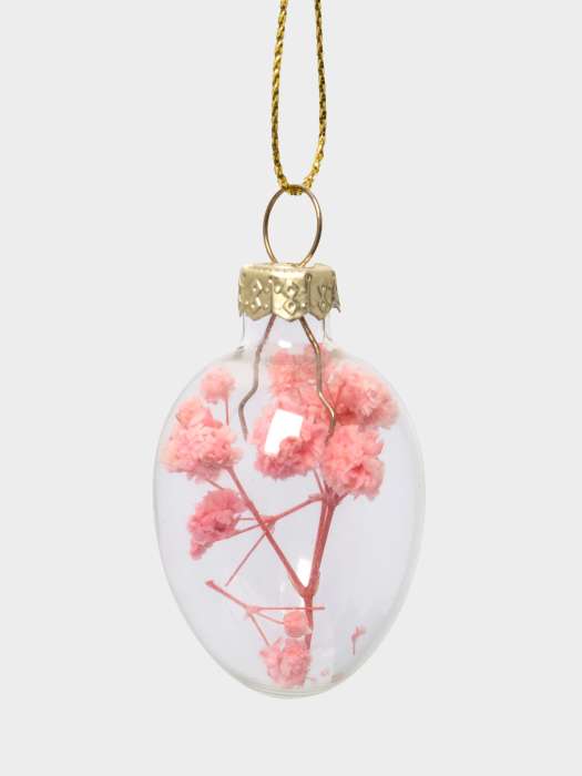 Подвеска декоративная, 3х4 см, с сухоцветами, стекло, розовая, Яйцо пасхальное, Interior Easter ANNA LAFARG ANLAF-DF962
