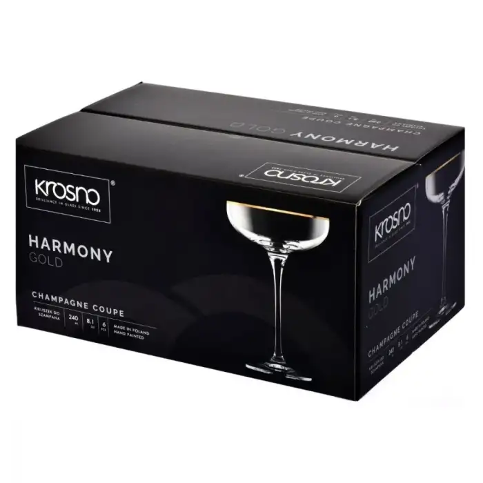 Набор креманок для шампанского Krosno Гармония Голд 240 мл, 6 шт, стекло
