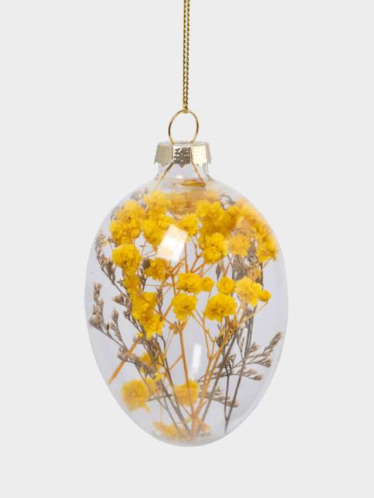 Подвеска декоративная, 4х6 см, с сухоцветами, стекло, желтая, Яйцо пасхальное, Interior Easter ANNA LAFARG ANLAF-DF963