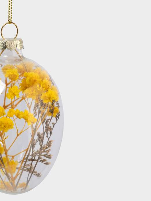 Подвеска декоративная, 4х6 см, с сухоцветами, стекло, желтая, Яйцо пасхальное, Interior Easter ANNA LAFARG ANLAF-DF963