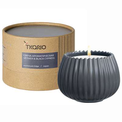 Свеча ароматическая vetiver &amp; black cypress из коллекции edge, серый, 30 ч Tkano TK23-ARO0029