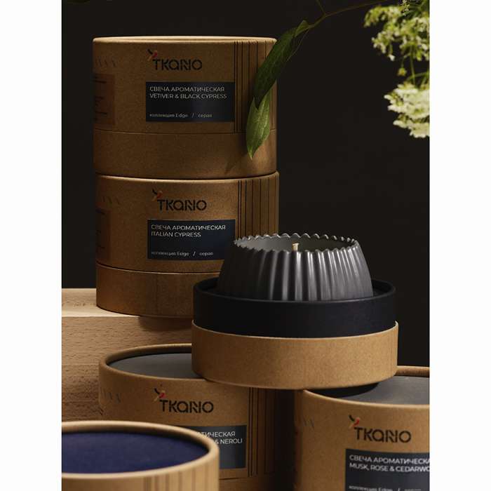 Свеча ароматическая vetiver & black cypress из коллекции edge, серый, 30 ч Tkano TK23-ARO0029