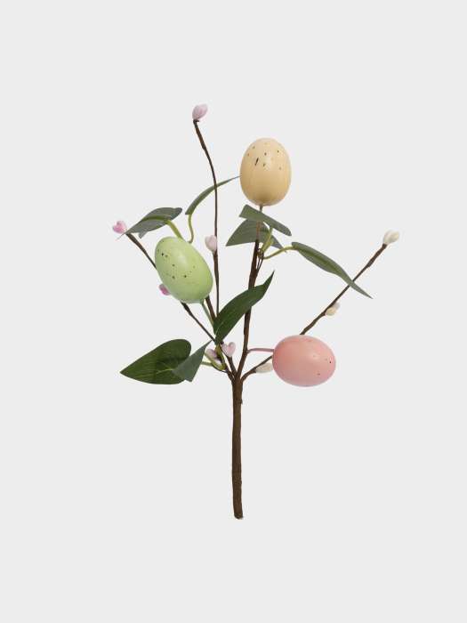 Ветка декоративная, 20 см, пенопласт/бумага, Ветка с цветными яйцами, Interior Easter ANNA LAFARG ANLAF-250622