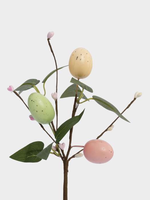 Ветка декоративная, 20 см, пенопласт/бумага, Ветка с цветными яйцами, Interior Easter ANNA LAFARG ANLAF-250622