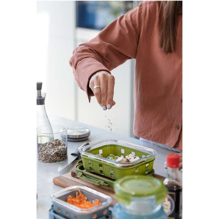 Контейнер для запекания, хранения и переноски продуктов в чехле, 640 мл, зеленый Smart Solutions ID640RC_7748C