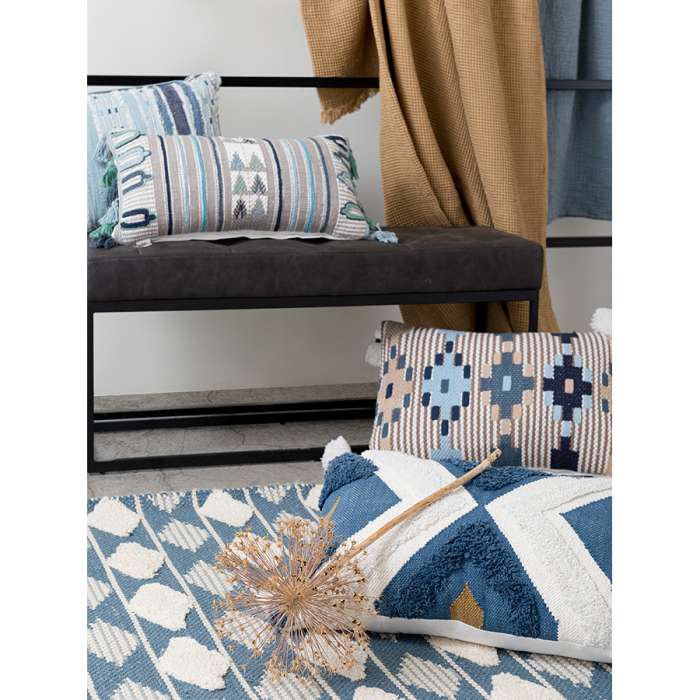 Ковер из хлопка синего цвета Argyle из коллекции Ethnic, 160х230 см TKANO TK20-DR0038