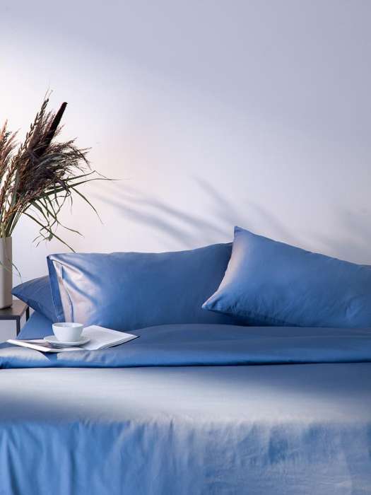 Набор наволочек из премиального сатина джинсово-синего цвета из коллекции essential, 70х70 см Tkano TK25-PC0004