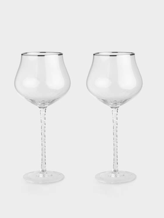 Бокал для вина, 580 мл, 2 шт, стекло, с серебристым кантом, Rhapsody ANNA LAFARG ANLAF-AT1241142
