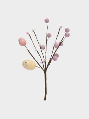 Ветка декоративная, 20 см, пенопласт/бумага, Ветка с розовыми яйцами, Interior Easter ANNA LAFARG ANLAF-250626