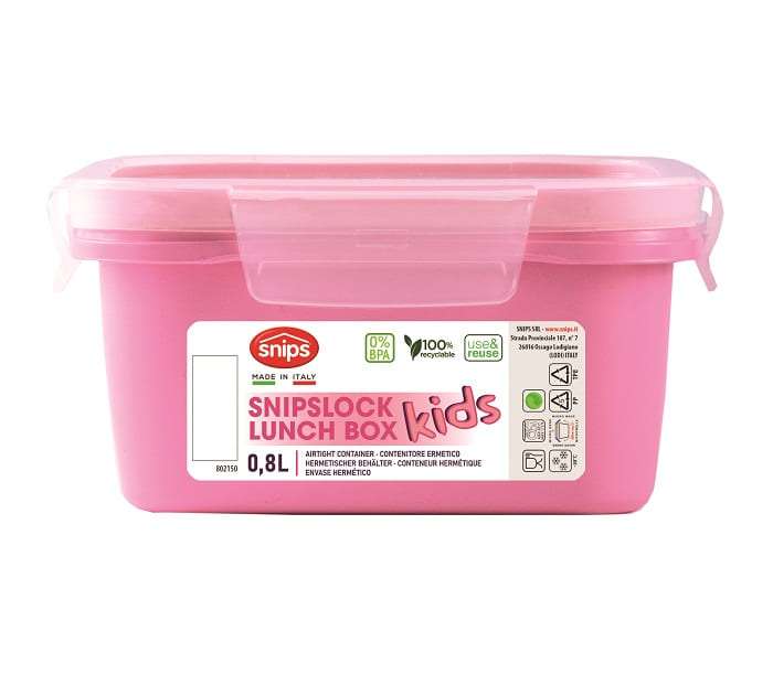 Ланч-бокс квадратный SNIPS Единорог 800 мл, 15x15x7,5 см, розовый, пластик