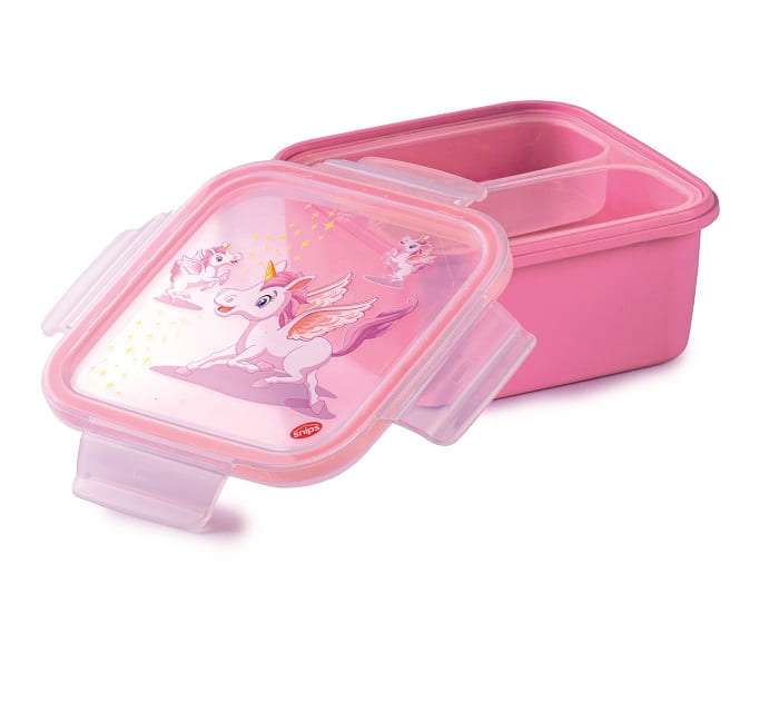 Ланч-бокс квадратный SNIPS Единорог 800 мл, 15x15x7,5 см, розовый, пластик