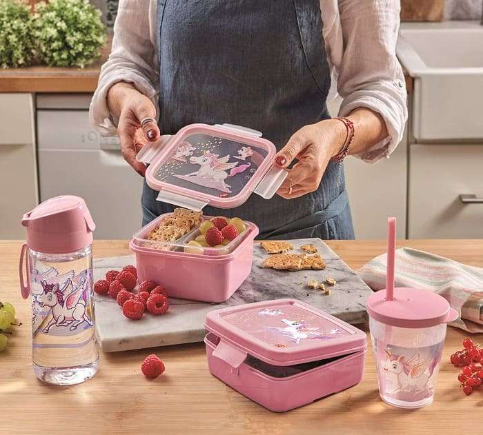 Ланч-бокс квадратный SNIPS Единорог 800 мл, 15x15x7,5 см, розовый, пластик