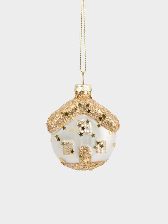 Игрушка елочная, 4х6 см, стекло, золотистая, Домик, New year ANNA LAFARG ANLAF-YQ250326-2