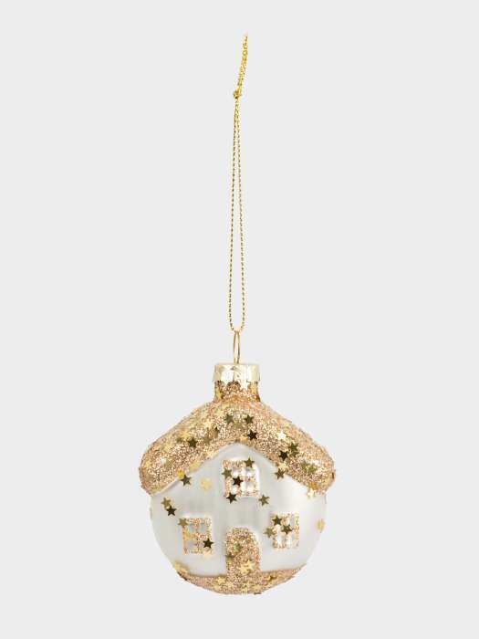 Игрушка елочная, 4х6 см, стекло, золотистая, Домик, New year ANNA LAFARG ANLAF-YQ250326-2