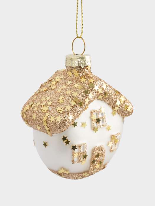 Игрушка елочная, 4х6 см, стекло, золотистая, Домик, New year ANNA LAFARG ANLAF-YQ250326-2
