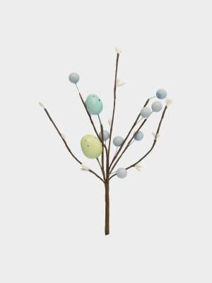 Ветка декоративная, 20 см, пенопласт/бумага, Ветка с зелеными яйцами, Interior Easter ANNA LAFARG ANLAF-250627
