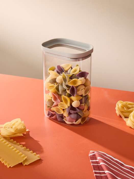 Банка для хранения прямоугольная vacuum glass, 1,25 л, светло-серая Smart Solutions SS0000390