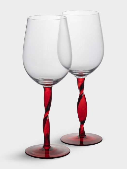 Бокал для вина, 540 мл, 2 шт, стекло, красная ножка, Villalago ANNA LAFARG ANLAF-NC20250115-2
