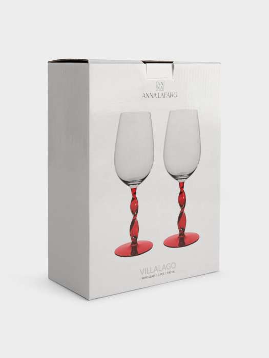 Бокал для вина, 540 мл, 2 шт, стекло, красная ножка, Villalago ANNA LAFARG ANLAF-NC20250115-2
