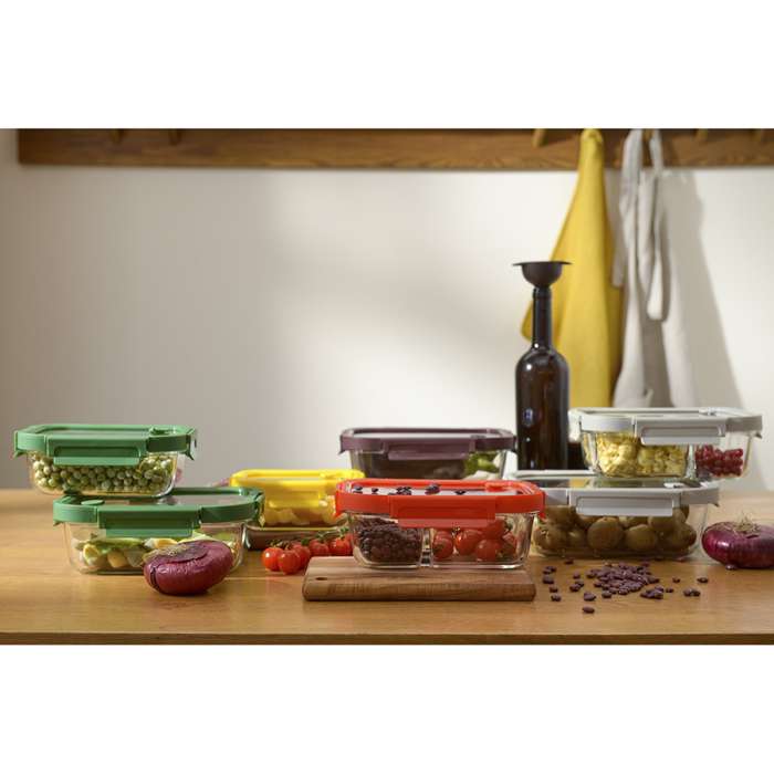 Контейнер для запекания и хранения прямоугольный с крышкой, 1 л, зеленый SMART SOLUTIONS SFE-SS-CN-GLS-GRN-1