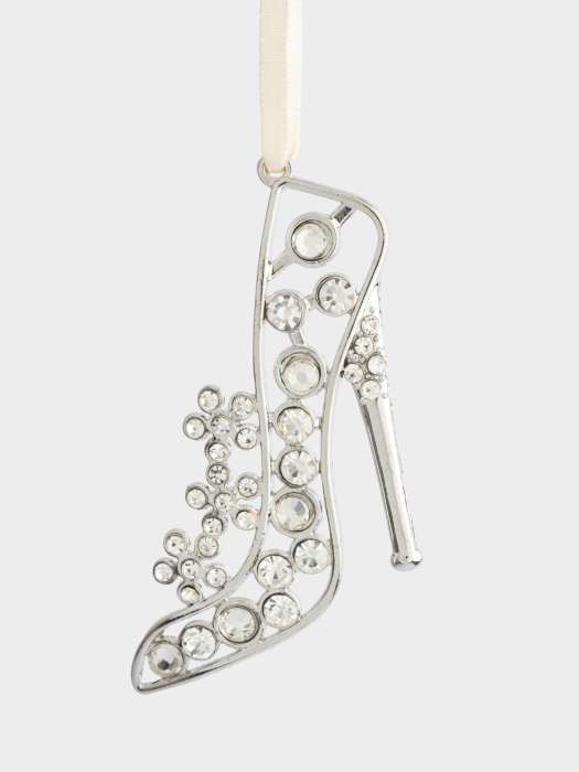 Игрушка елочная, 8 см, металл, серебристая, Туфелька со стразами, Event ANNA LAFARG ANLAF-ZNV-2502