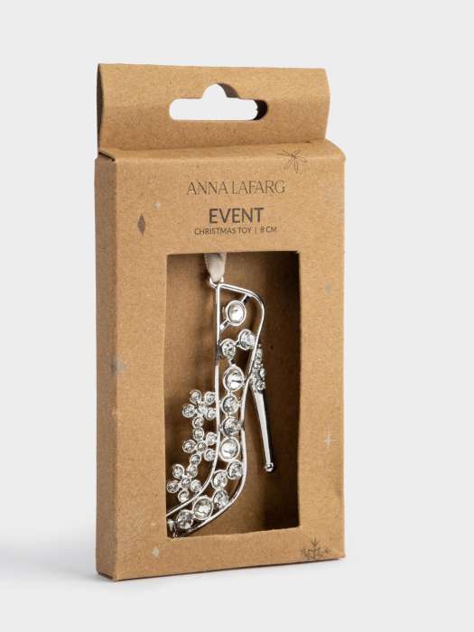 Игрушка елочная, 8 см, металл, серебристая, Туфелька со стразами, Event ANNA LAFARG ANLAF-ZNV-2502
