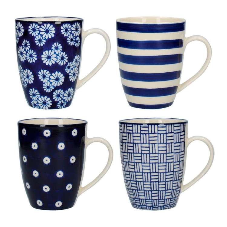 Набор из 4 кружек London Pottery Tulip Blue KITCHEN CRAFT JY18LT31
