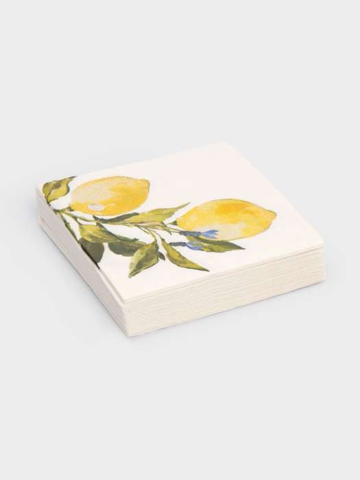 Салфетки бумажные, 21х21 см, 20 шт, квадратные, белые, Лимоны, Palermo ANNA LAFARG ANLAF-WUH-S26-01