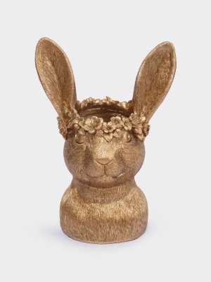 Ваза декоративная, 31 см, полирезин, золотистая, Кролик в венке, Rabbit ANNA LAFARG ANLAF-CQC1SK