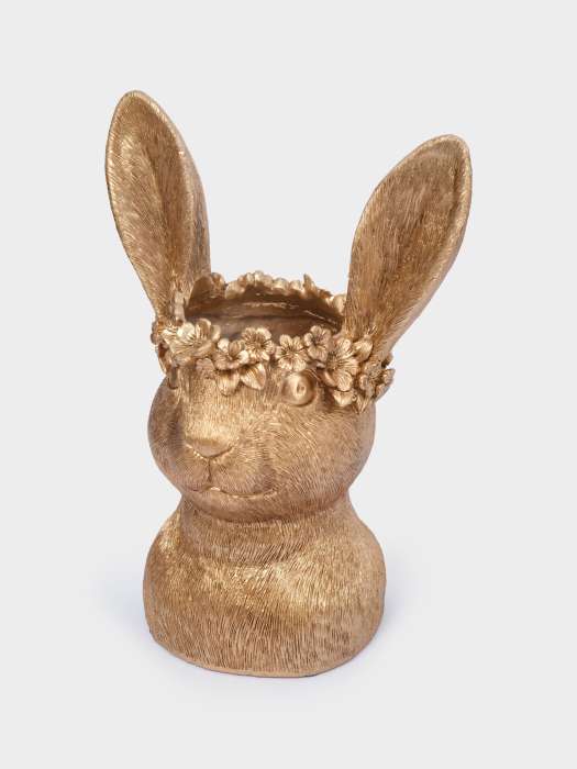 Ваза декоративная, 31 см, полирезин, золотистая, Кролик в венке, Rabbit ANNA LAFARG ANLAF-CQC1SK